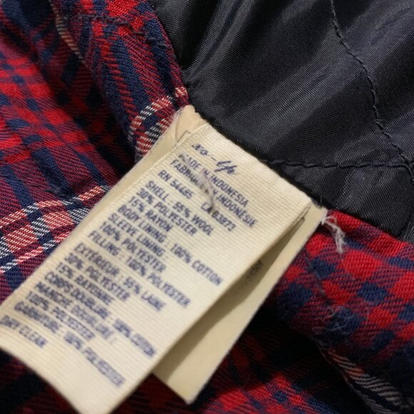 VTG Y2K American Eagle Pea Coat Jacket Quilted Plaid Lining Outer Wool Blend - Picture 5 of 7